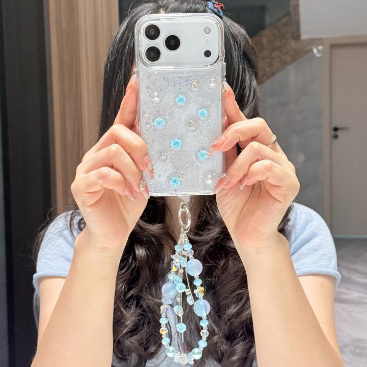 For iPhone 17 Pro Little Fresh Rose Pattern Bracelet Chain TPU Phone Case
