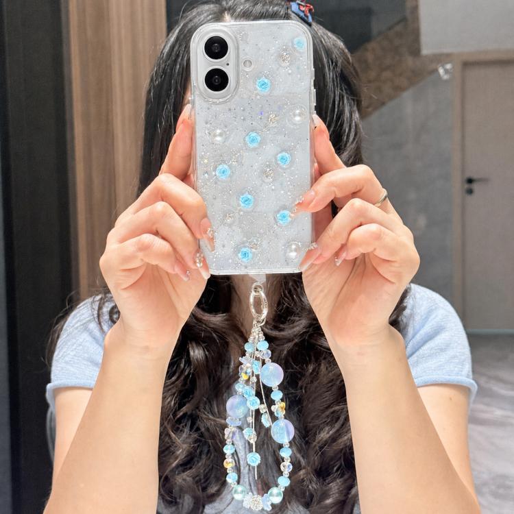 For iPhone 17 Little Fresh Rose Pattern Bracelet Chain TPU Phone Case