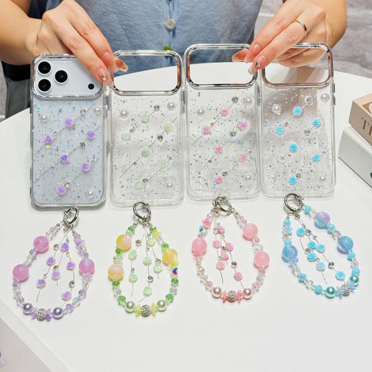 For iPhone 15 Pro Little Fresh Rose Pattern Bracelet Chain TPU Phone Case