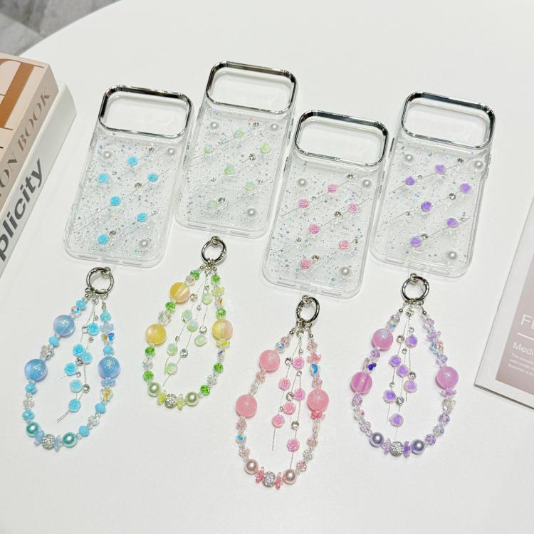 For iPhone 15 Little Fresh Rose Pattern Bracelet Chain TPU Phone Case