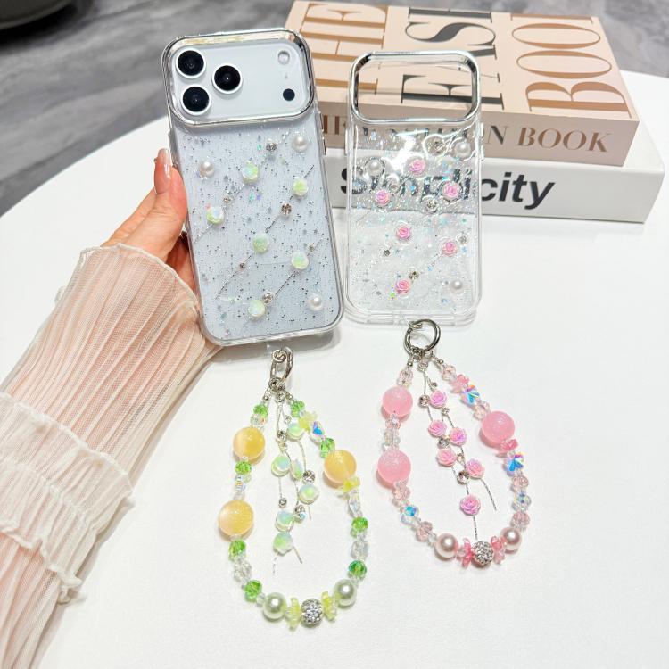 For iPhone 15 Plus Little Fresh Rose Pattern Bracelet Chain TPU Phone Case
