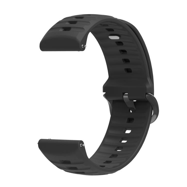 For COROS APEX 4 46mm Solid Color Wavy Textured Black Pin Buckle Silicone Watch Band