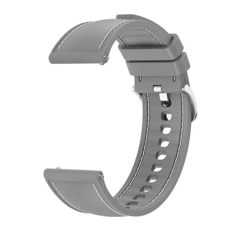 20mm Stitched Silicone Hybrid Vegan Leather Watch Band