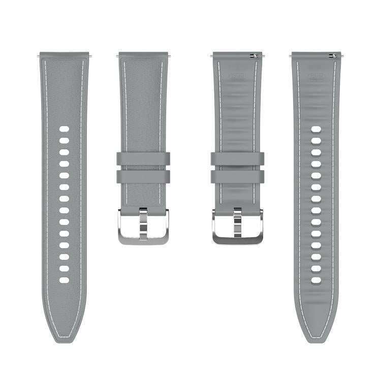 20mm Stitched Silicone Hybrid Vegan Leather Watch Band