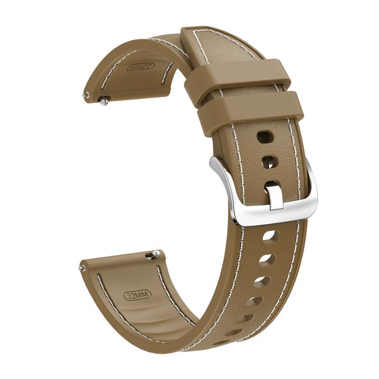 20mm Stitched Silicone Hybrid Vegan Leather Watch Band