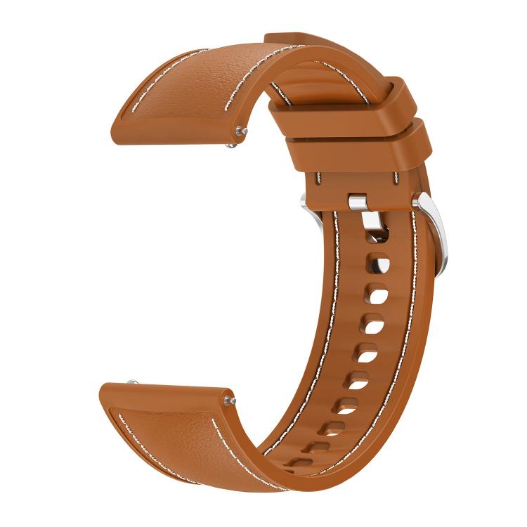 20mm Stitched Silicone Hybrid Vegan Leather Watch Band