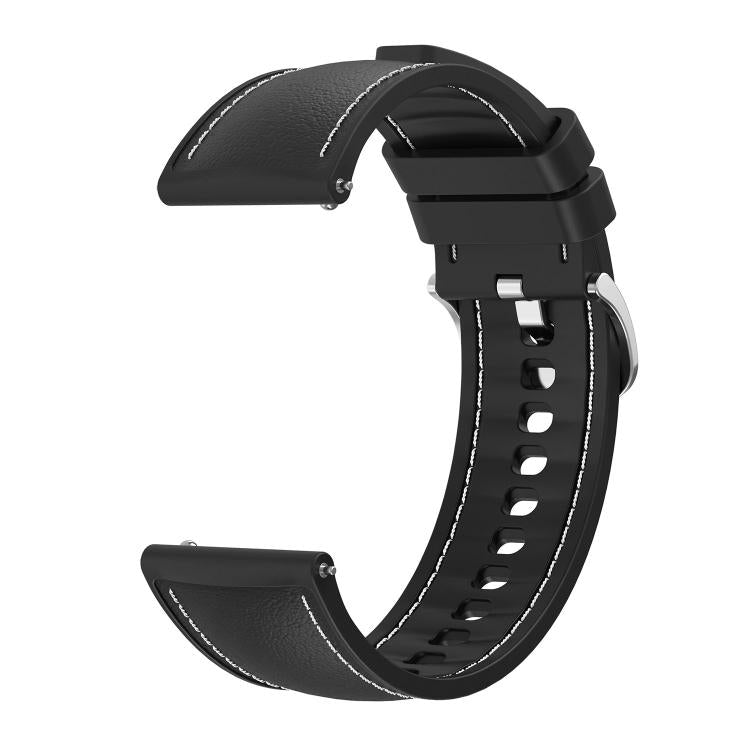 22mm Stitched Silicone Hybrid Vegan Leather Watch Band