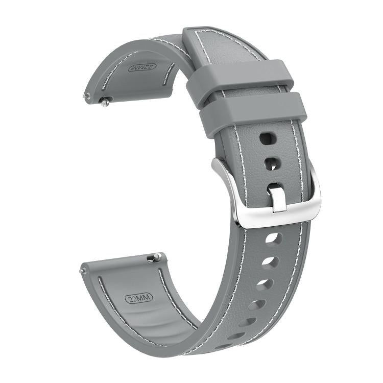 22mm Stitched Silicone Hybrid Vegan Leather Watch Band
