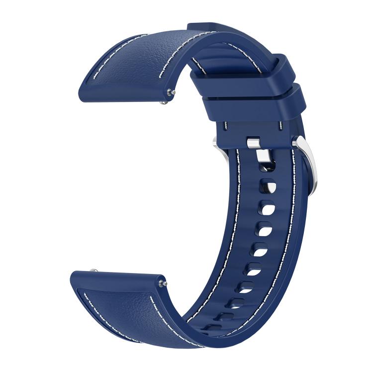 22mm Stitched Silicone Hybrid Vegan Leather Watch Band