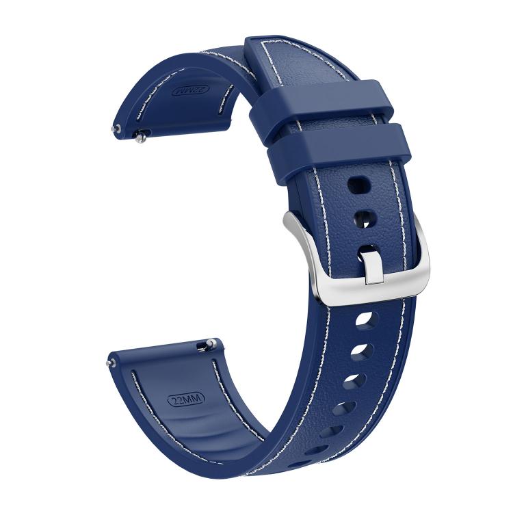 22mm Stitched Silicone Hybrid Vegan Leather Watch Band