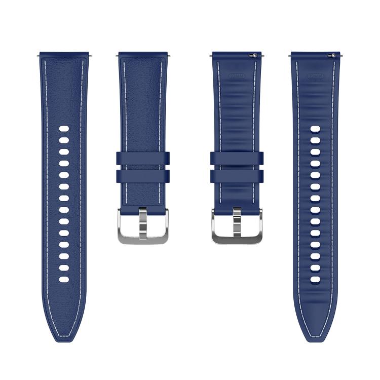22mm Stitched Silicone Hybrid Vegan Leather Watch Band