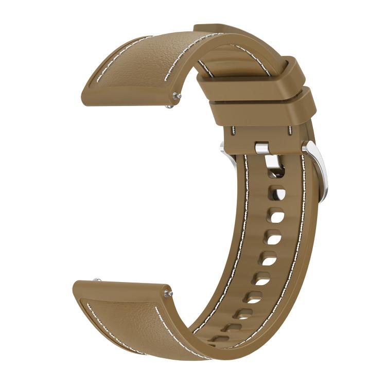 22mm Stitched Silicone Hybrid Vegan Leather Watch Band