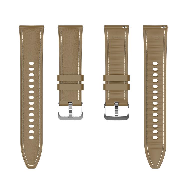 22mm Stitched Silicone Hybrid Vegan Leather Watch Band