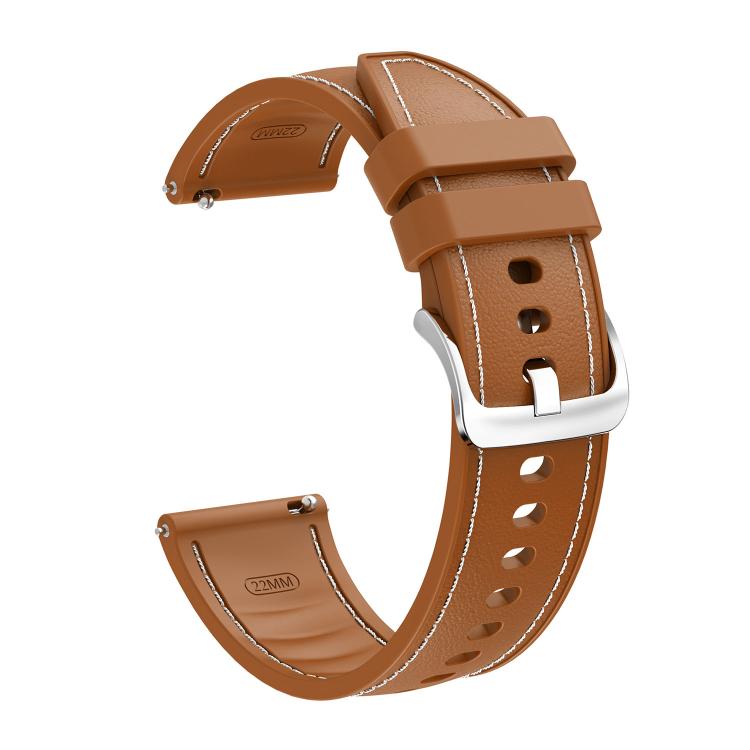 22mm Stitched Silicone Hybrid Vegan Leather Watch Band
