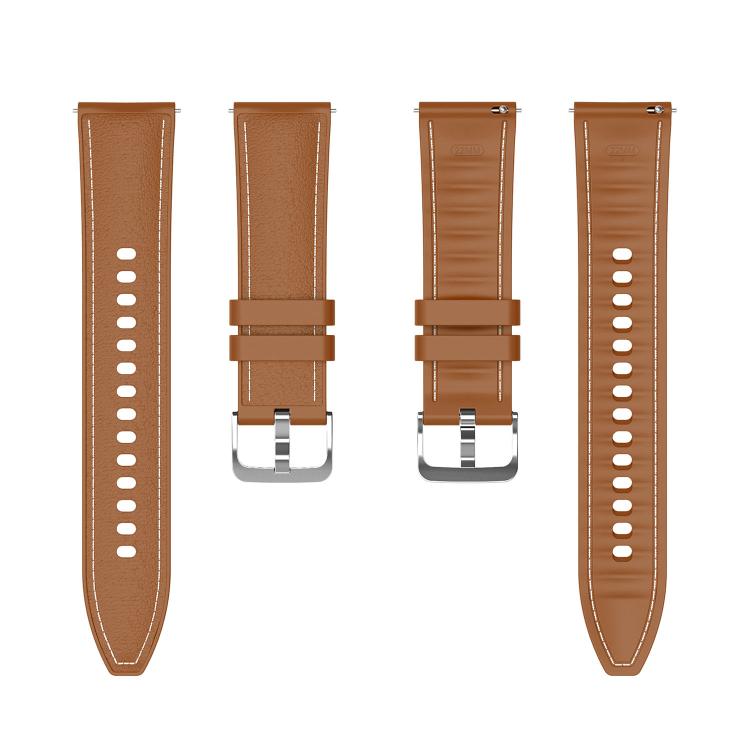 22mm Stitched Silicone Hybrid Vegan Leather Watch Band