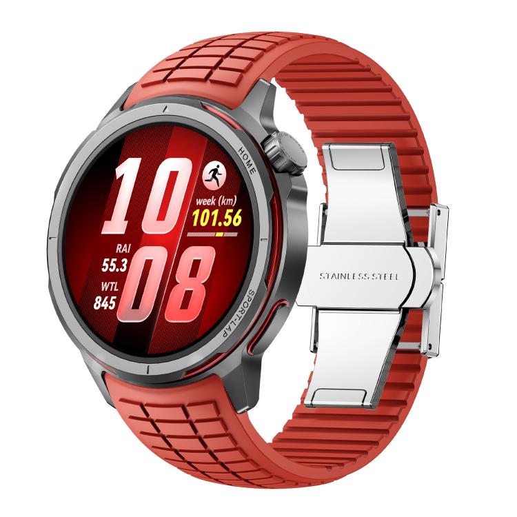 For Huawei Watch GT Runner 2 Knurled Texture Folding Buckle Silicone Watch Band