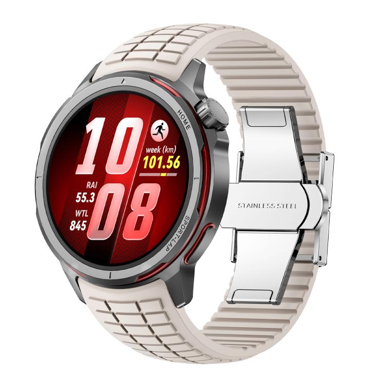For Huawei Watch GT Runner 2 Knurled Texture Folding Buckle Silicone Watch Band