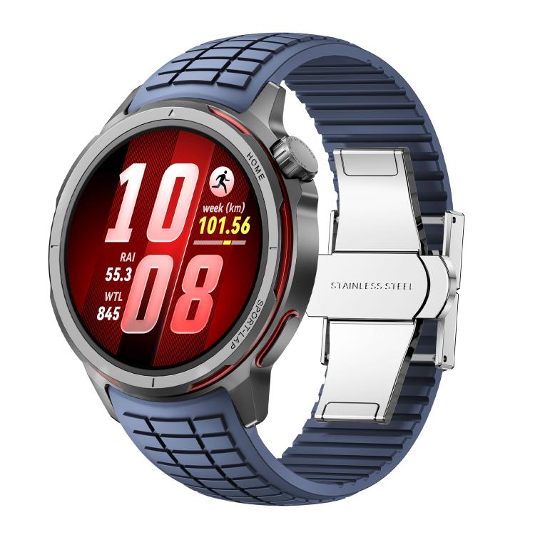 For Huawei Watch GT Runner 2 Knurled Texture Folding Buckle Silicone Watch Band