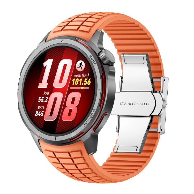 For Huawei Watch GT Runner 2 Knurled Texture Folding Buckle Silicone Watch Band