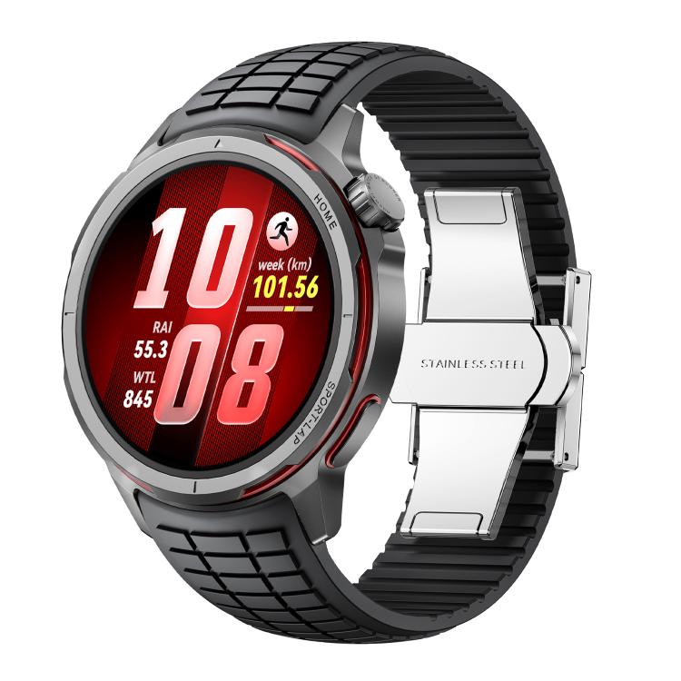 For Huawei Watch GT Runner 2 Knurled Texture Folding Buckle Silicone Watch Band