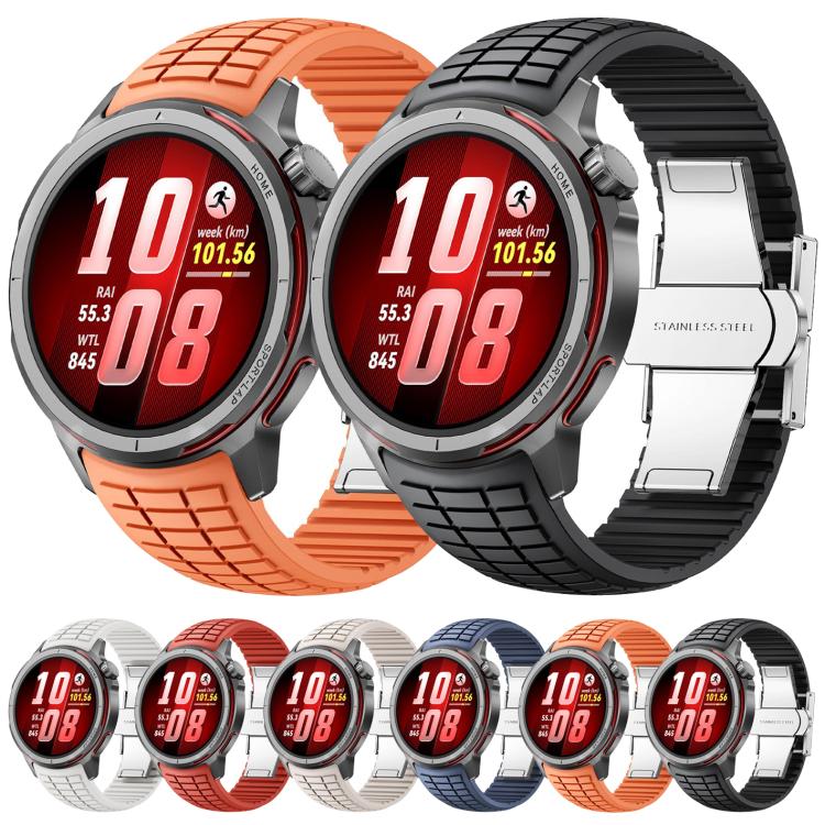 For Huawei Watch GT Runner 2 Knurled Texture Folding Buckle Silicone Watch Band