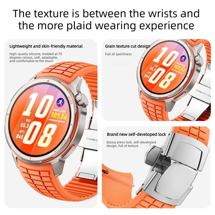 For Huawei Watch GT Runner 2 Knurled Texture Folding Buckle Silicone Watch Band