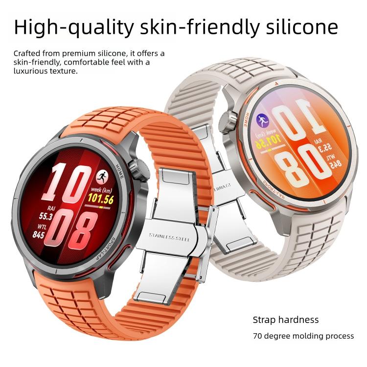 For Huawei Watch GT Runner 2 Knurled Texture Folding Buckle Silicone Watch Band