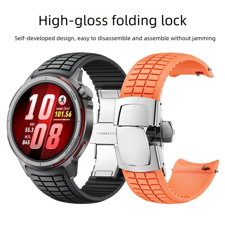For Huawei Watch GT Runner 2 Knurled Texture Folding Buckle Silicone Watch Band