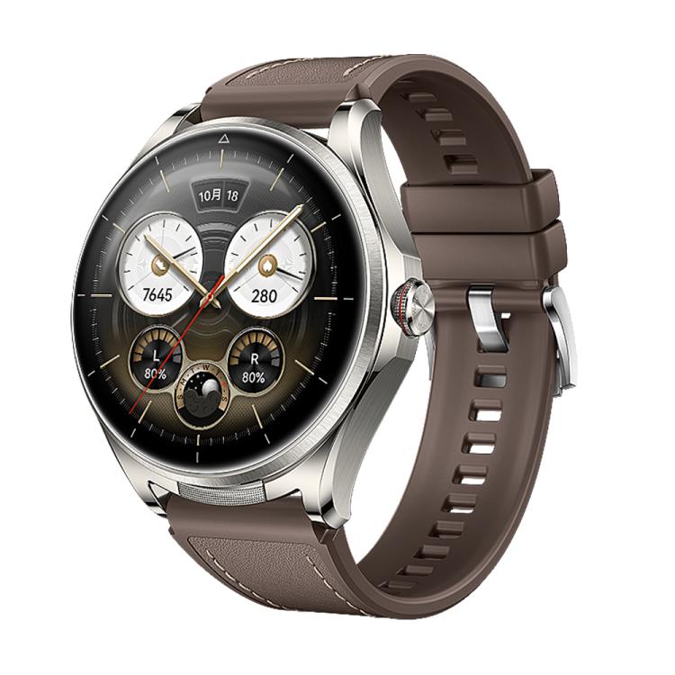 For Huawei Watch Buds 2 Stitched Microfiber Vegan Leather Hybrid Silicone Watch Band