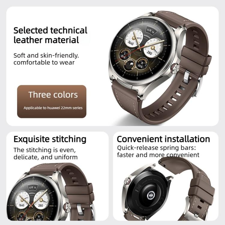 For Huawei Watch Buds 2 Stitched Microfiber Vegan Leather Hybrid Silicone Watch Band