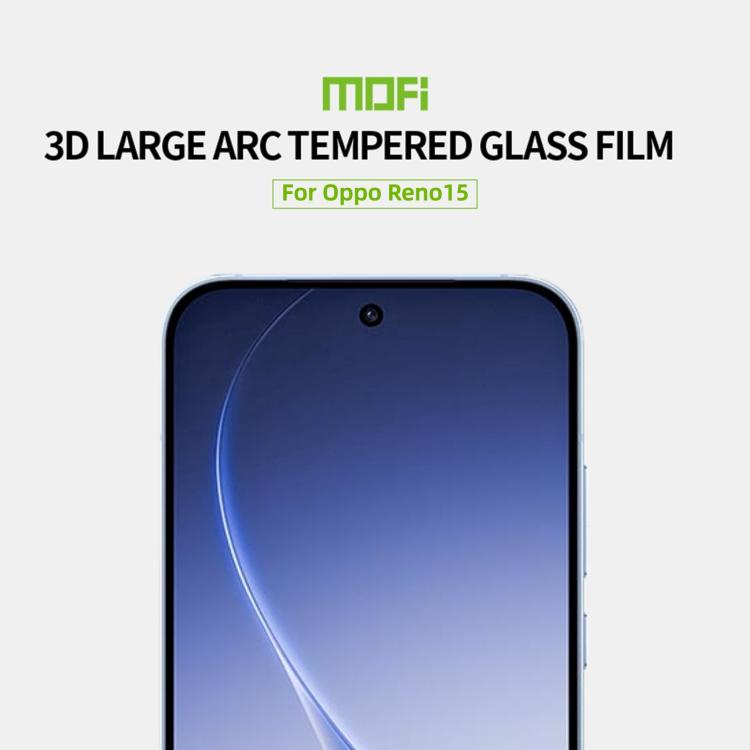 For OPPO Reno15 MOFI 9H 3D Explosion-proof Curved Screen Tempered Glass Film - Black