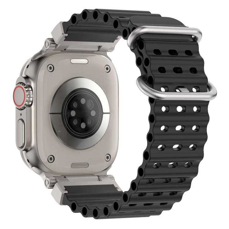 For Apple Watch 46mm / 49mm / 45mm / 44mm Pioneer Ocean Mecha Metal Connector Silicone Watch Band