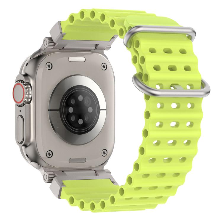 For Apple Watch 46mm / 49mm / 45mm / 44mm Pioneer Ocean Mecha Metal Connector Silicone Watch Band