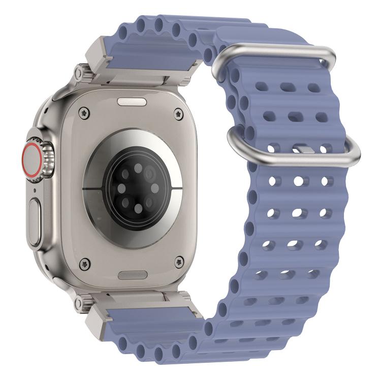 For Apple Watch 46mm / 49mm / 45mm / 44mm Pioneer Ocean Mecha Metal Connector Silicone Watch Band
