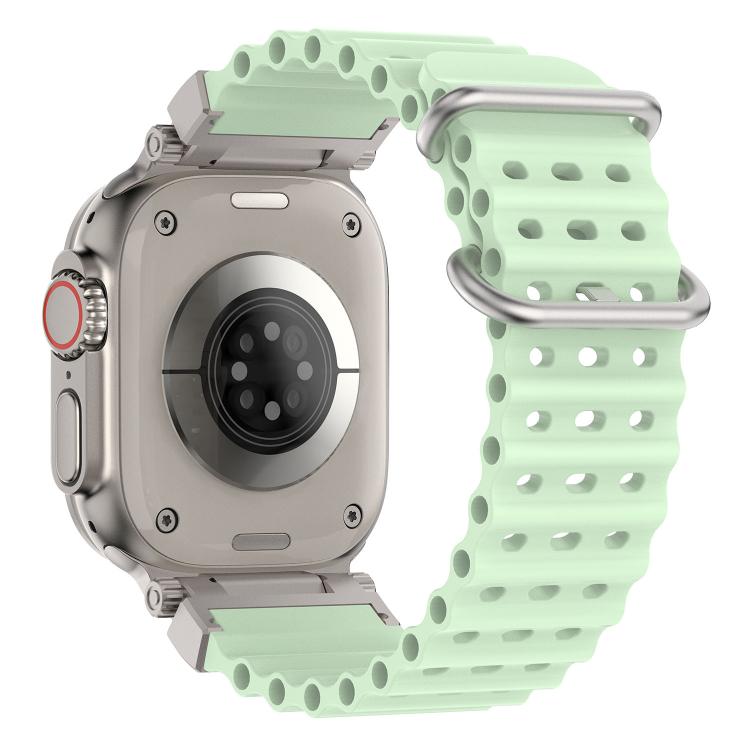For Apple Watch 46mm / 49mm / 45mm / 44mm Pioneer Ocean Mecha Metal Connector Silicone Watch Band