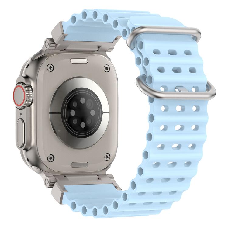 For Apple Watch 46mm / 49mm / 45mm / 44mm Pioneer Ocean Mecha Metal Connector Silicone Watch Band