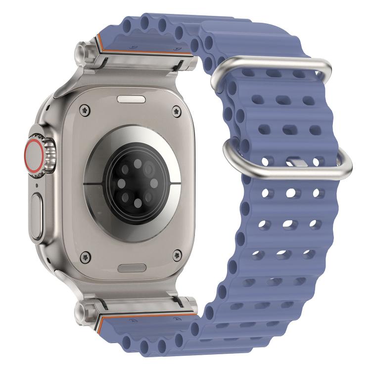 For Apple Watch 46mm / 49mm / 45mm / 44mm Ocean Mecha Metal Connector Silicone Watch Band