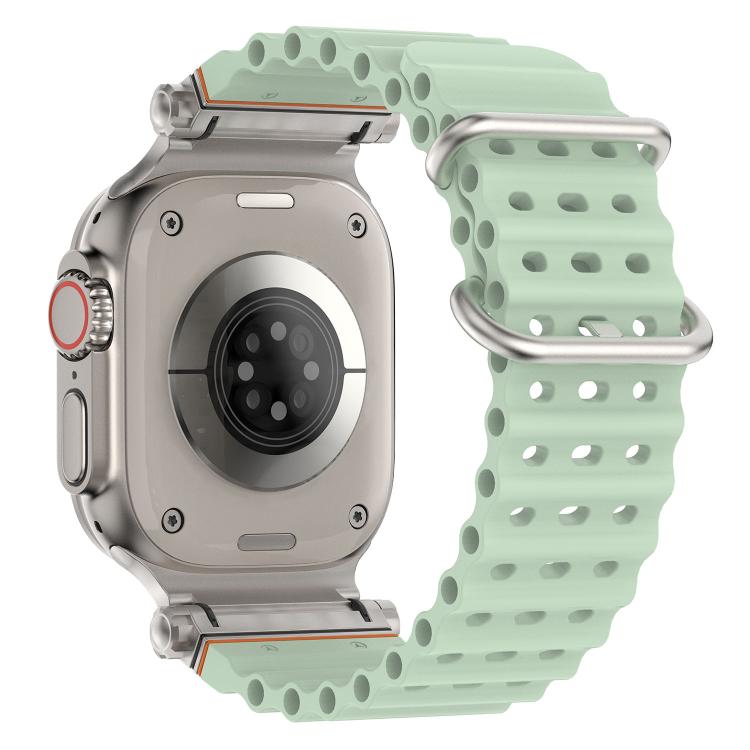 For Apple Watch 46mm / 49mm / 45mm / 44mm Ocean Mecha Metal Connector Silicone Watch Band