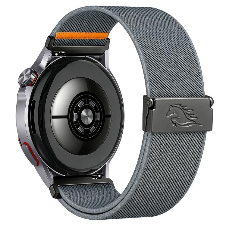 22mm Stretch Nylon Titanium Gray Fly Horse Buckle Watch Band