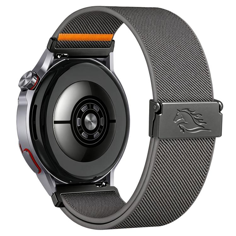 22mm Stretch Nylon Titanium Gray Fly Horse Buckle Watch Band