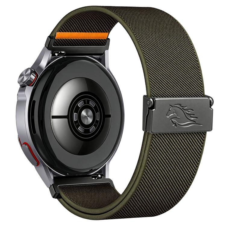 22mm Stretch Nylon Titanium Gray Fly Horse Buckle Watch Band
