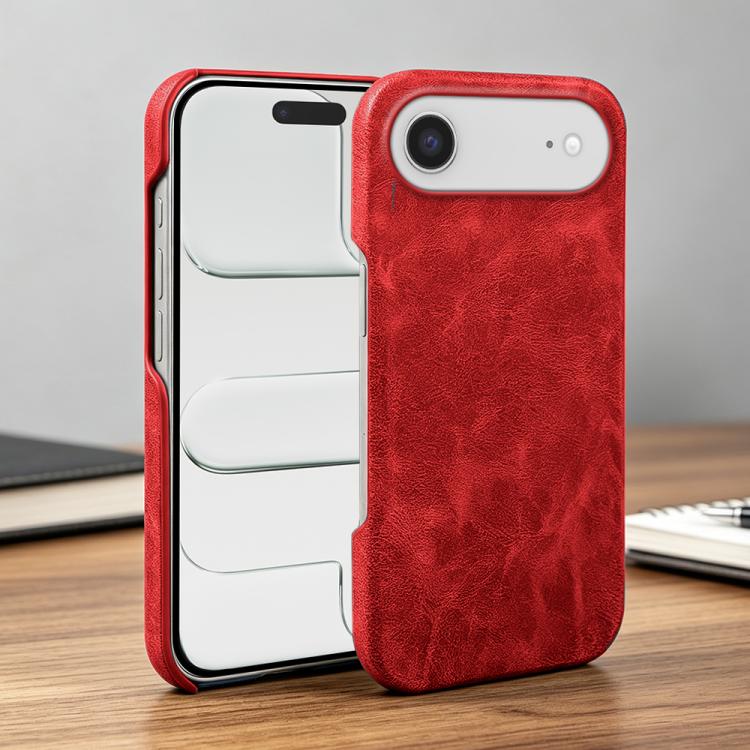 For iPhone Air Retro-skin Magnetic Vegan Leather Back Phone Case