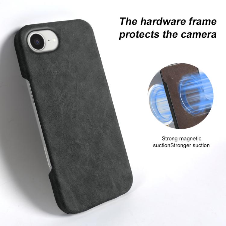 For iPhone 17e / 16e Retro-skin Magnetic Vegan Leather Back Phone Case