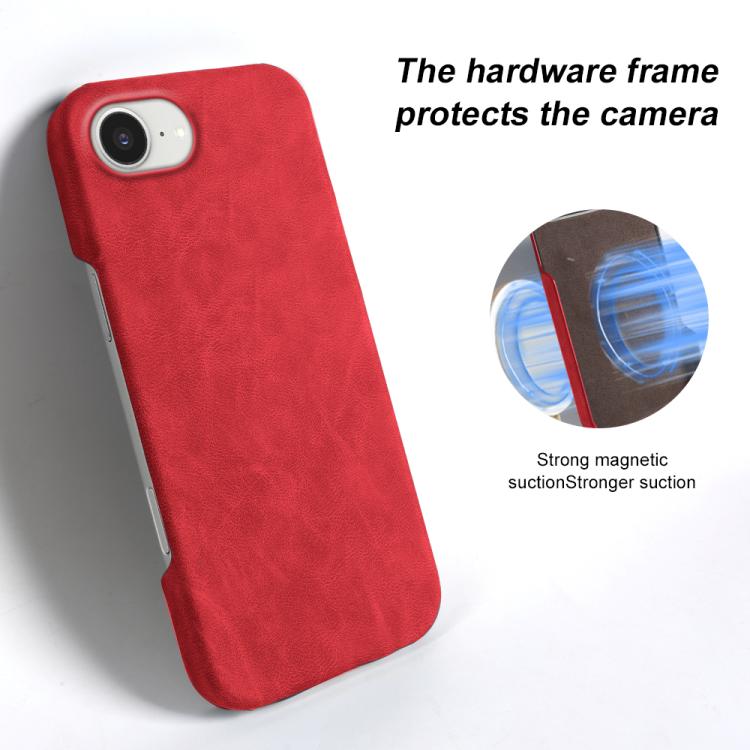 For iPhone 17e / 16e Retro-skin Magnetic Vegan Leather Back Phone Case