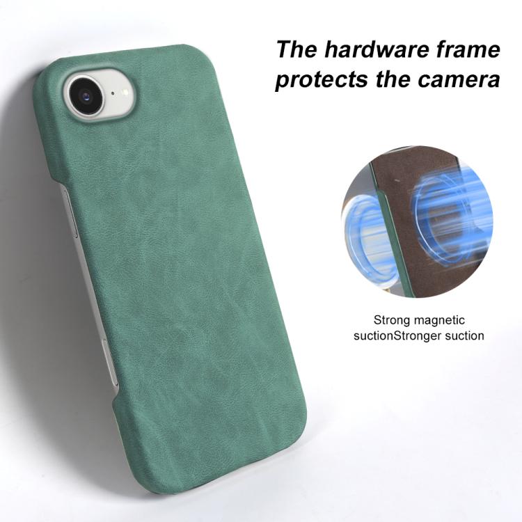 For iPhone 17e / 16e Retro-skin Magnetic Vegan Leather Back Phone Case