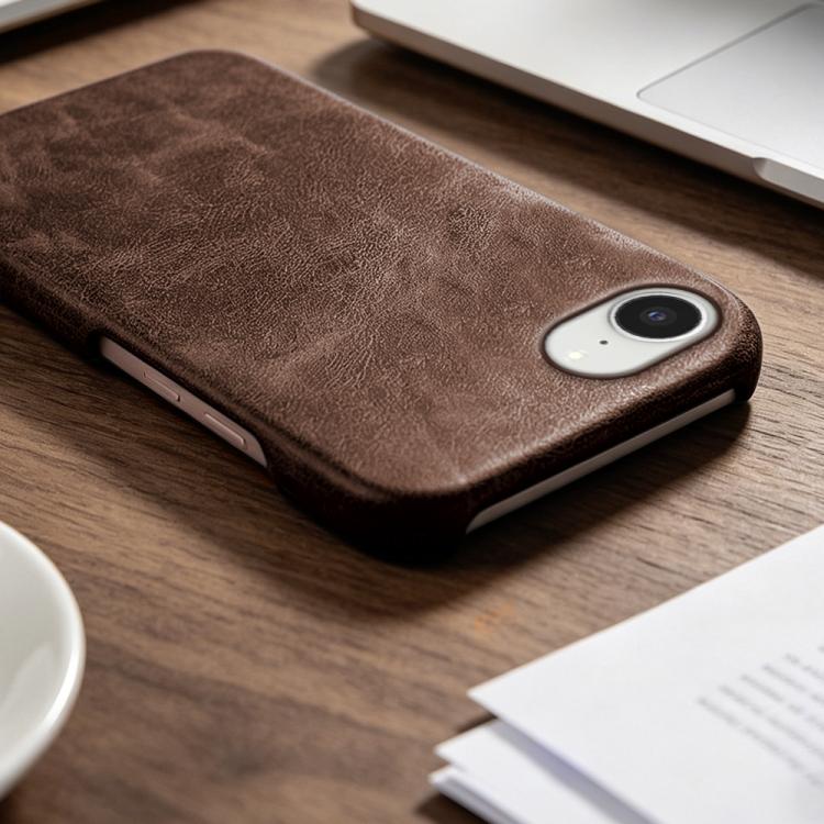 For iPhone 17e / 16e Retro-skin Magnetic Vegan Leather Back Phone Case