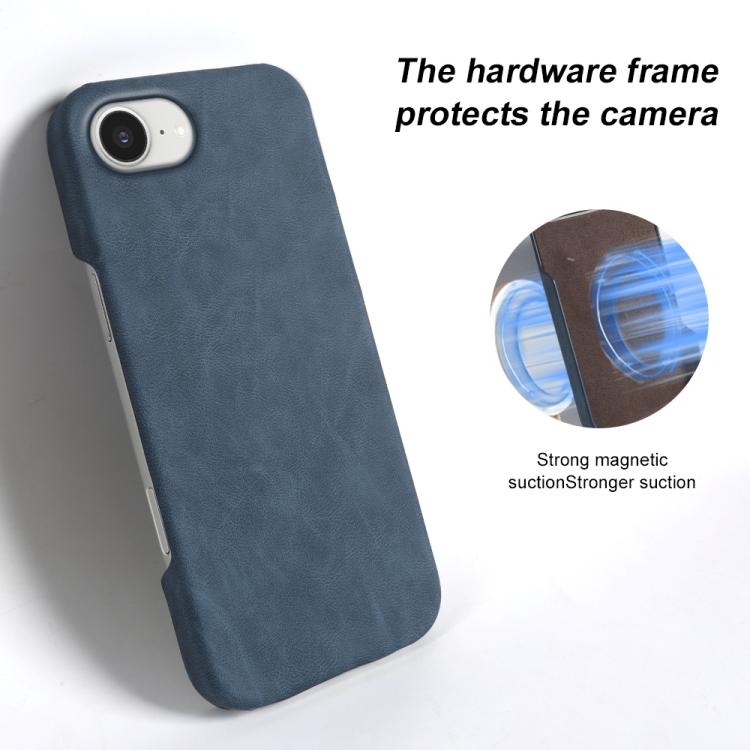 For iPhone 17e / 16e Retro-skin Magnetic Vegan Leather Back Phone Case