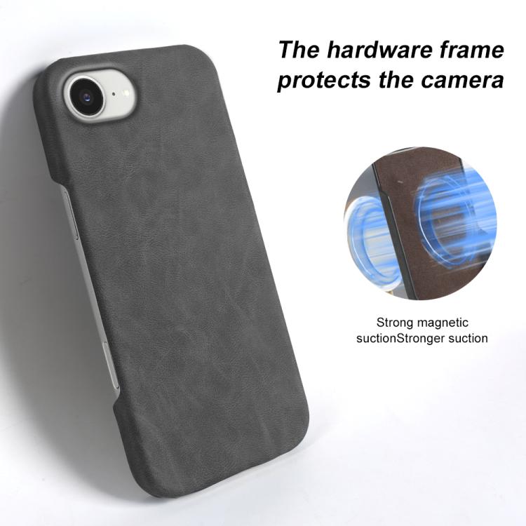 For iPhone 17e / 16e Retro-skin Magnetic Vegan Leather Back Phone Case