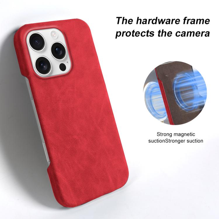 For iPhone 16 Pro Max Retro-skin Magnetic Vegan Leather Back Phone Case