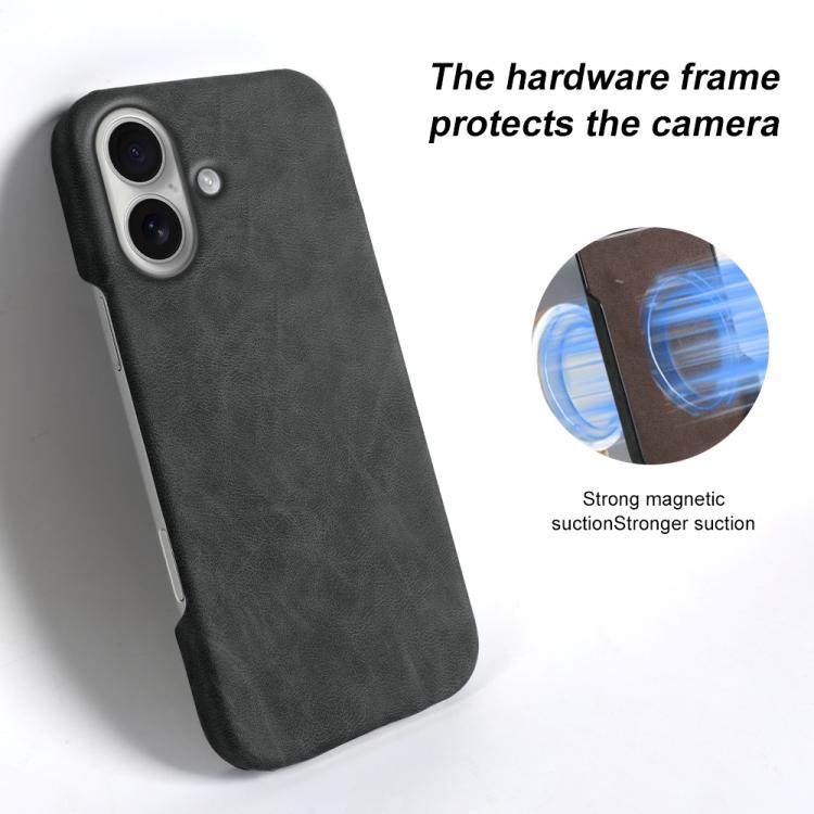 For iPhone 16 Plus Retro-skin Magnetic Vegan Leather Back Phone Case
